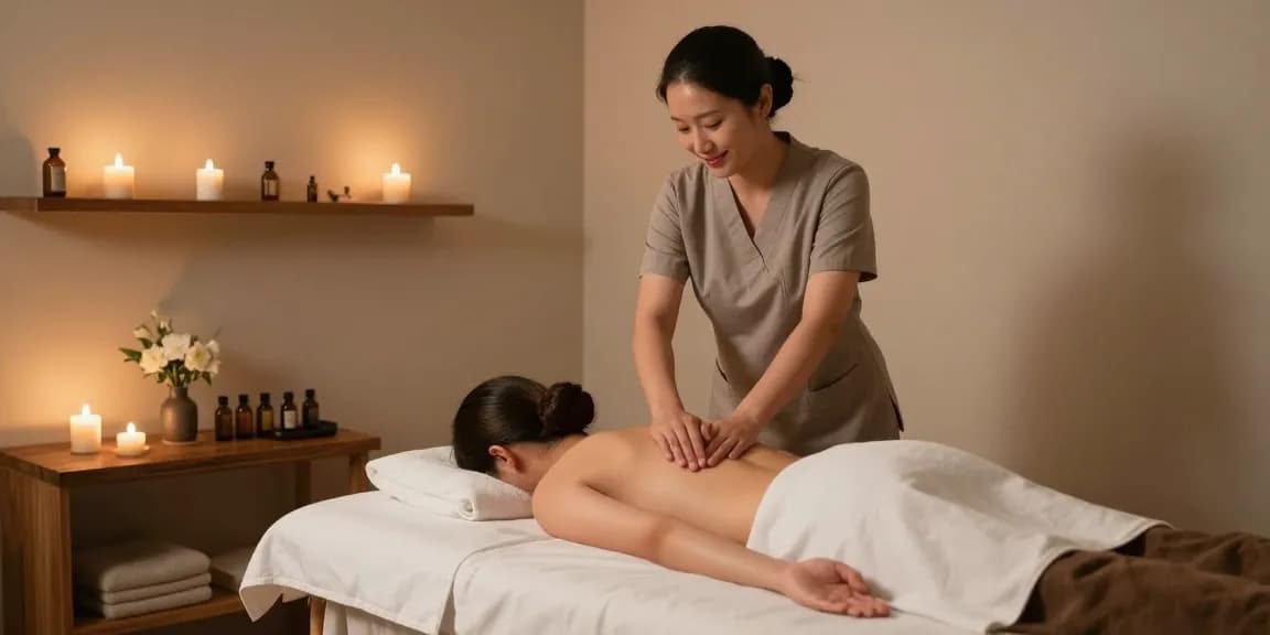 Relaxing 스웨디시 마사지 session in a tranquil spa environment