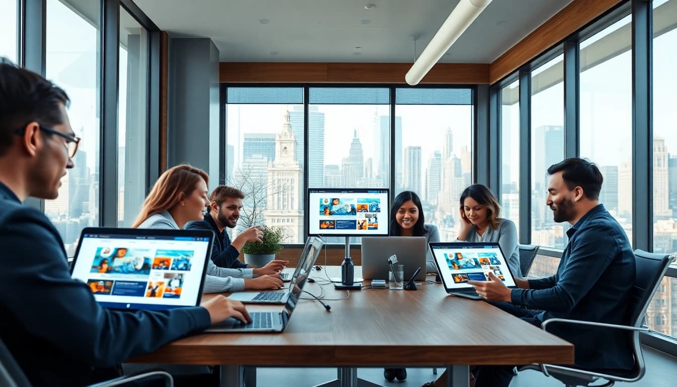 Custom website design NYC team collaborating in a modern workspace