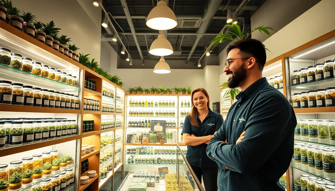 Find where can I buy weed near me at this inviting cannabis store with colorful products.