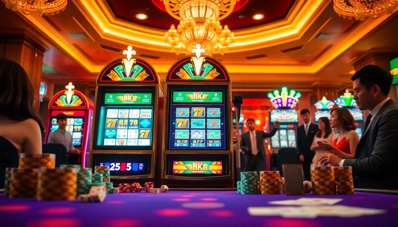 Win big with bk8 สล็อต at a vibrant casino featuring luxurious slots and energetic players.