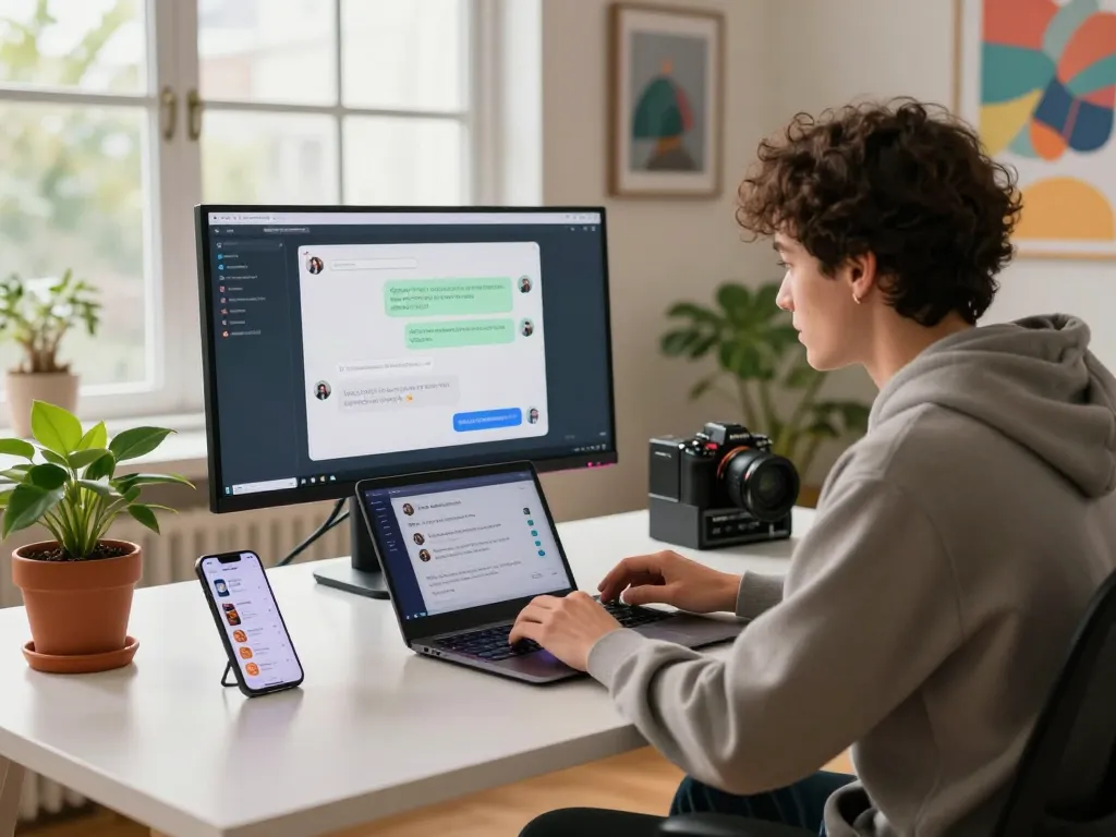 Engaging user exploring the spicychat AI chatbot on laptop in modern tech workspace.