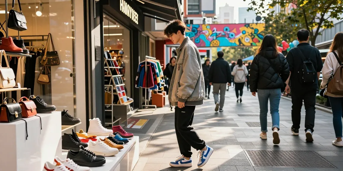Shopping experience at a 레플리카 쇼핑몰 showcasing trendy street fashion and high-quality replica items.