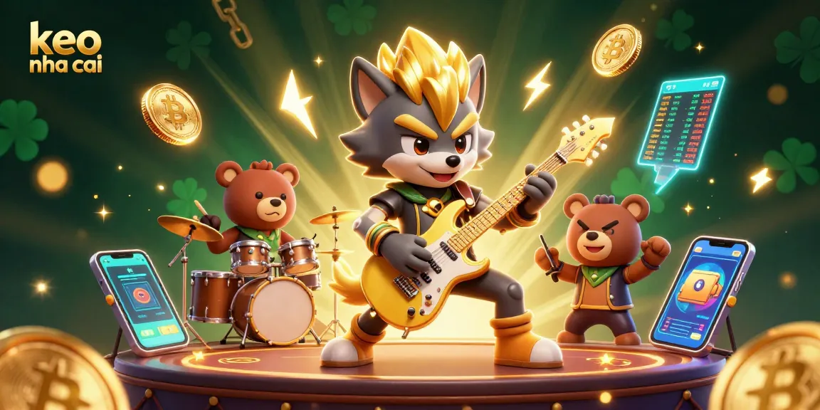 Engage with keo nha cai and win big in this vibrant online casino scene featuring a rock star wolf