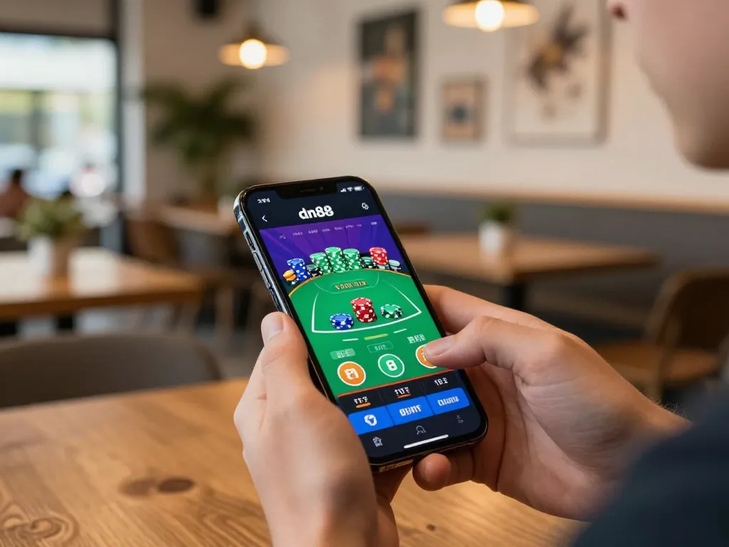 Engaging gameplay on app dn88 showcasing live dealer table in a modern cafe environment