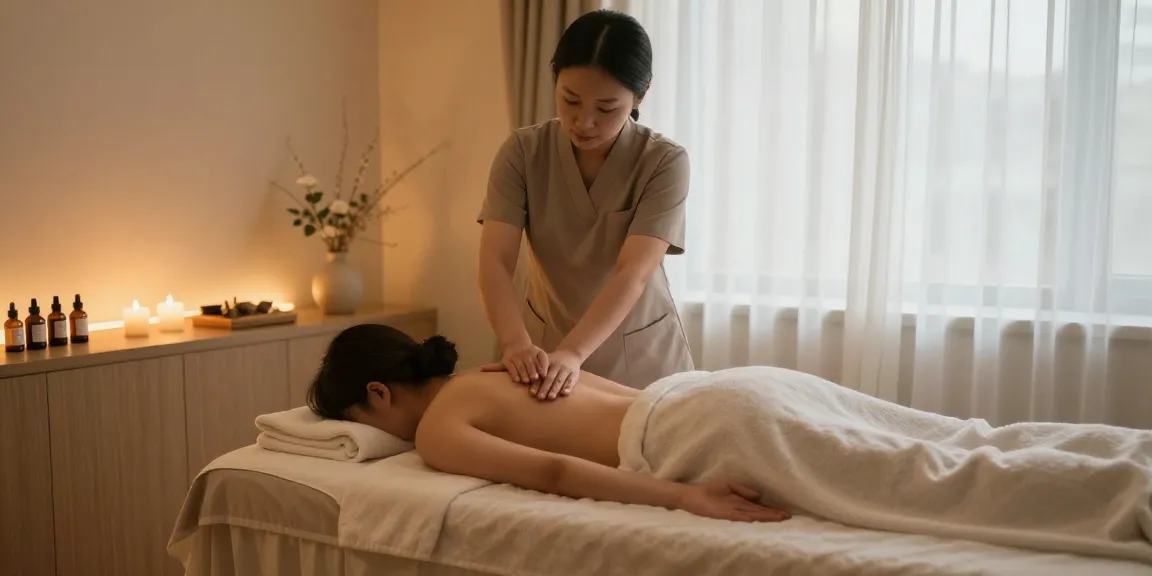 Relaxing 부산스웨디시 massage session in a soothing spa setting with warm lighting and tranquil decor.