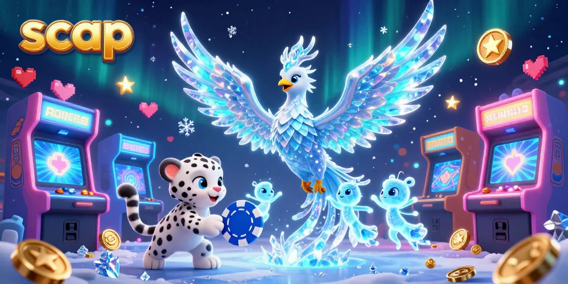 Engage in the thrilling scap casino experience with a vibrant scene of animated characters and glowing game elements.