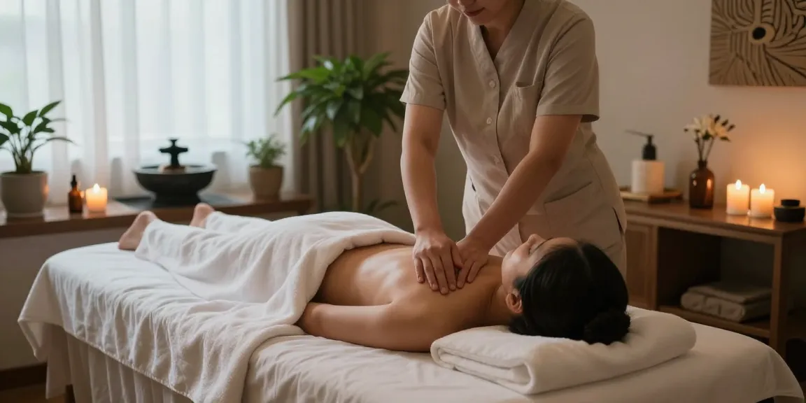 Massage therapy scene showcasing a tranquil Swedish massage experience with soothing elements.