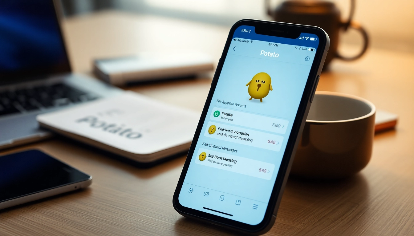 Potato app interface displayed on a smartphone emphasizing security features and privacy.