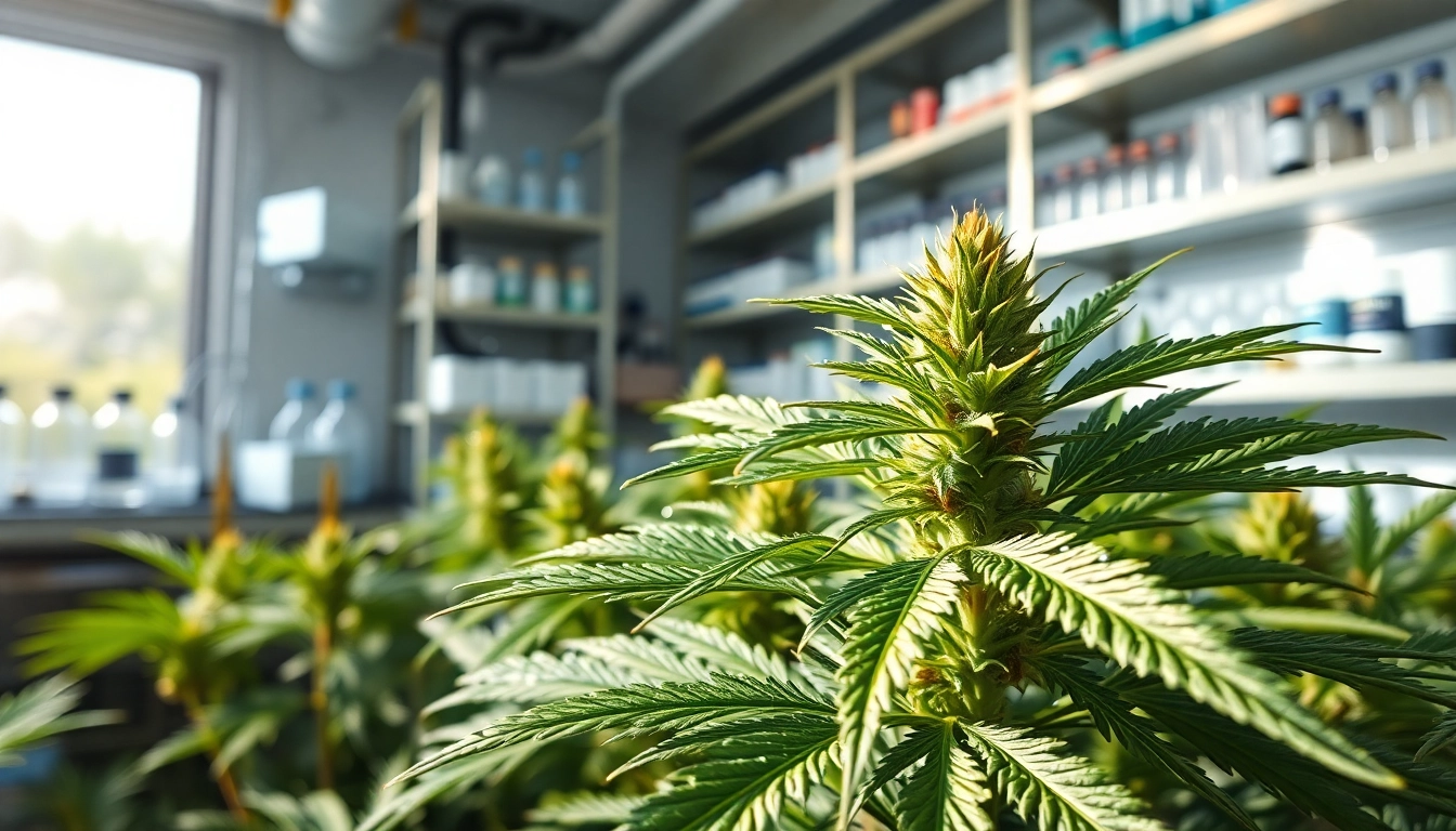 GEEK THC cannabis plant thriving in a high-tech lab, symbolizing advanced cultivation practices.