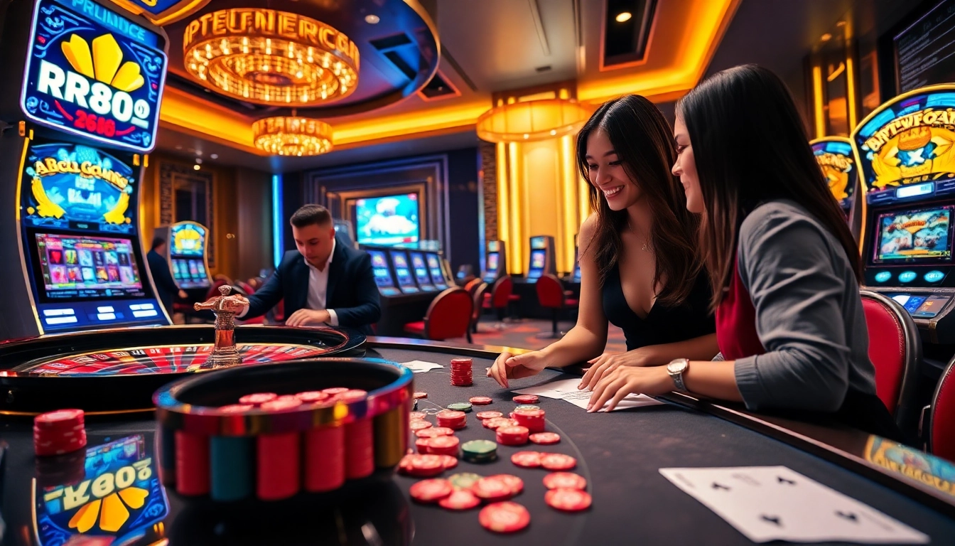 Players winning big at RR88's modern casino with vibrant games and thrilling action.