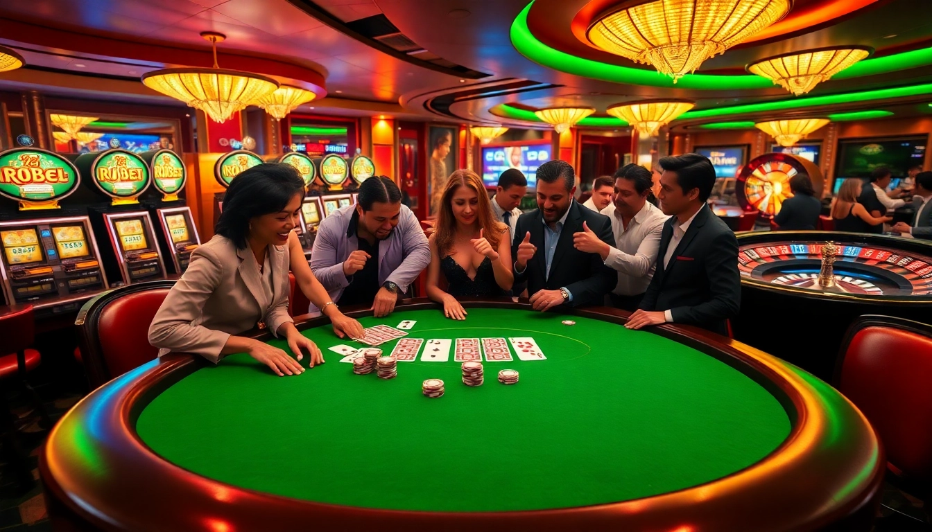 Thabet casino showcasing an exciting poker game with players engaged in high-stakes action.
