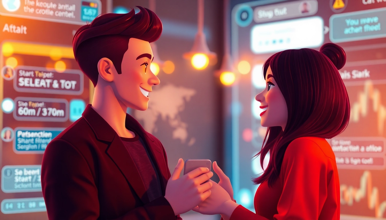 Engaging virtual chat scene with AI avatars, highlighting ai sex chat free interactions.