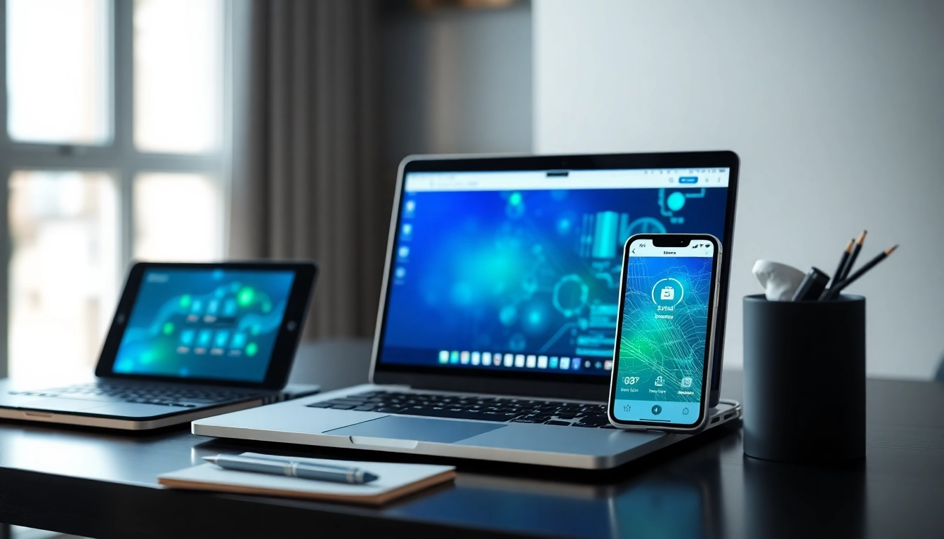 快连下载 application interface on multiple devices in a modern workspace