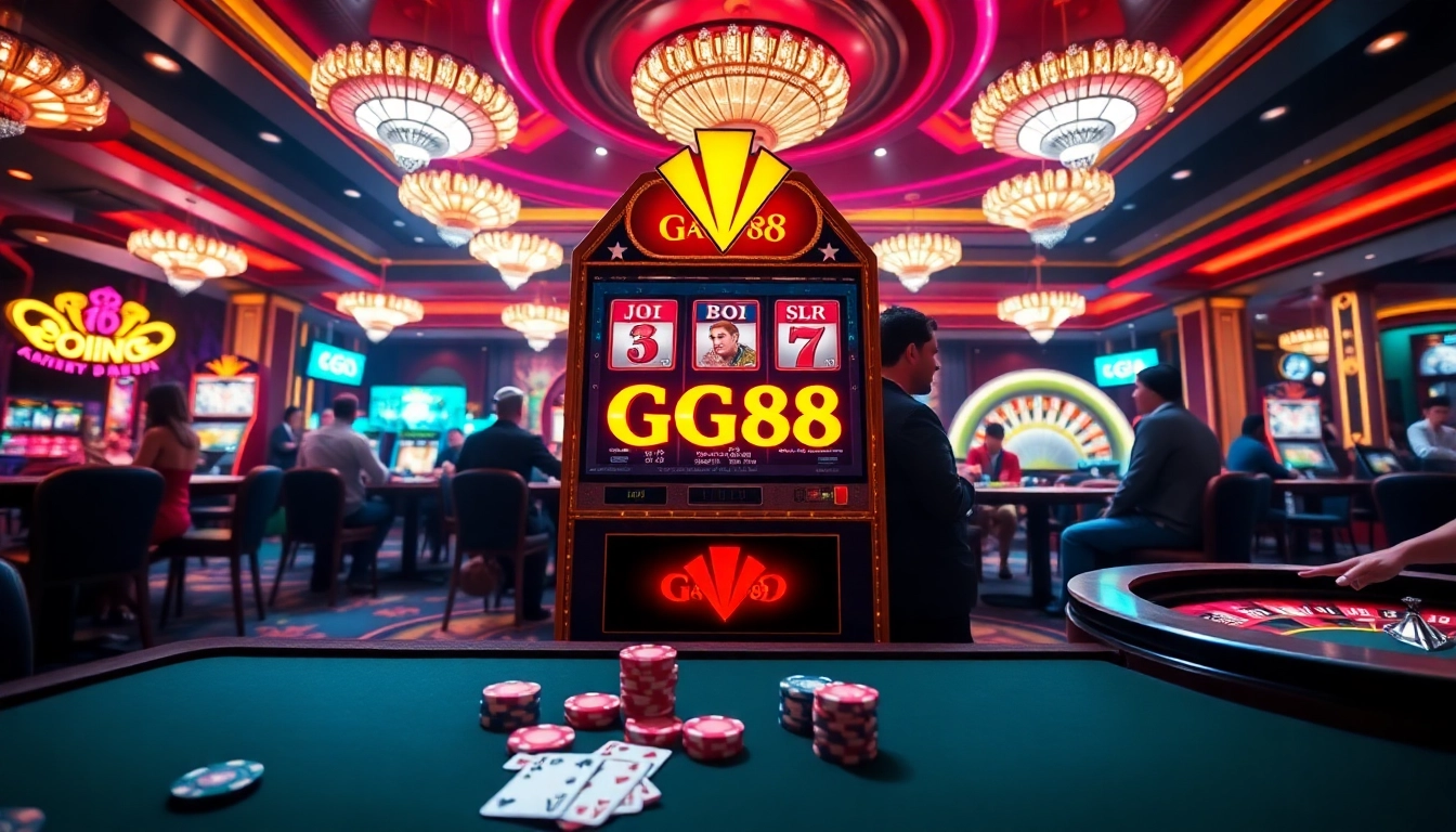 Players enjoying the thrill of the gg88 slot machine in a luxurious casino setting.