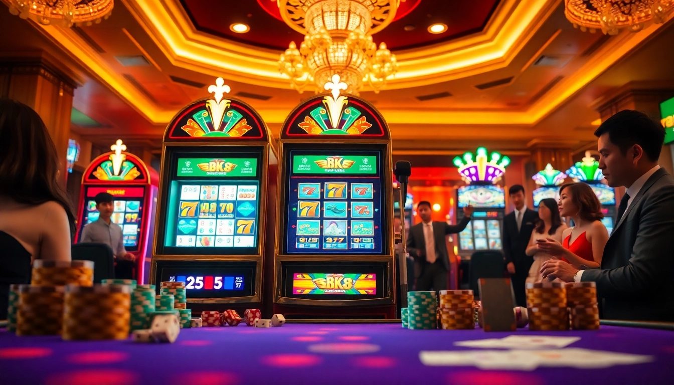 Win big with bk8 สล็อต at a vibrant casino featuring luxurious slots and energetic players.