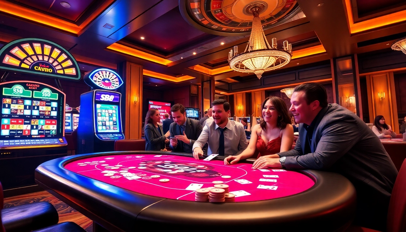 S88-themed vibrant casino scene with poker table and roulette wheel excitement.