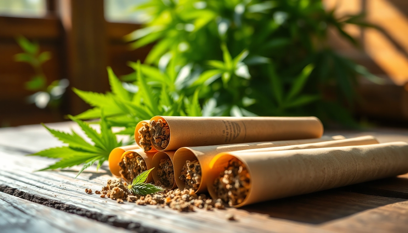 Engaging display of thc pre rolls uk on a rustic table, emphasizing natural appeal and quality.