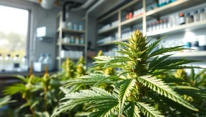 GEEK THC cannabis plant thriving in a high-tech lab, symbolizing advanced cultivation practices.